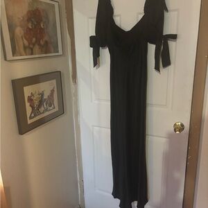 Selkie Black Silk Maxi Dress